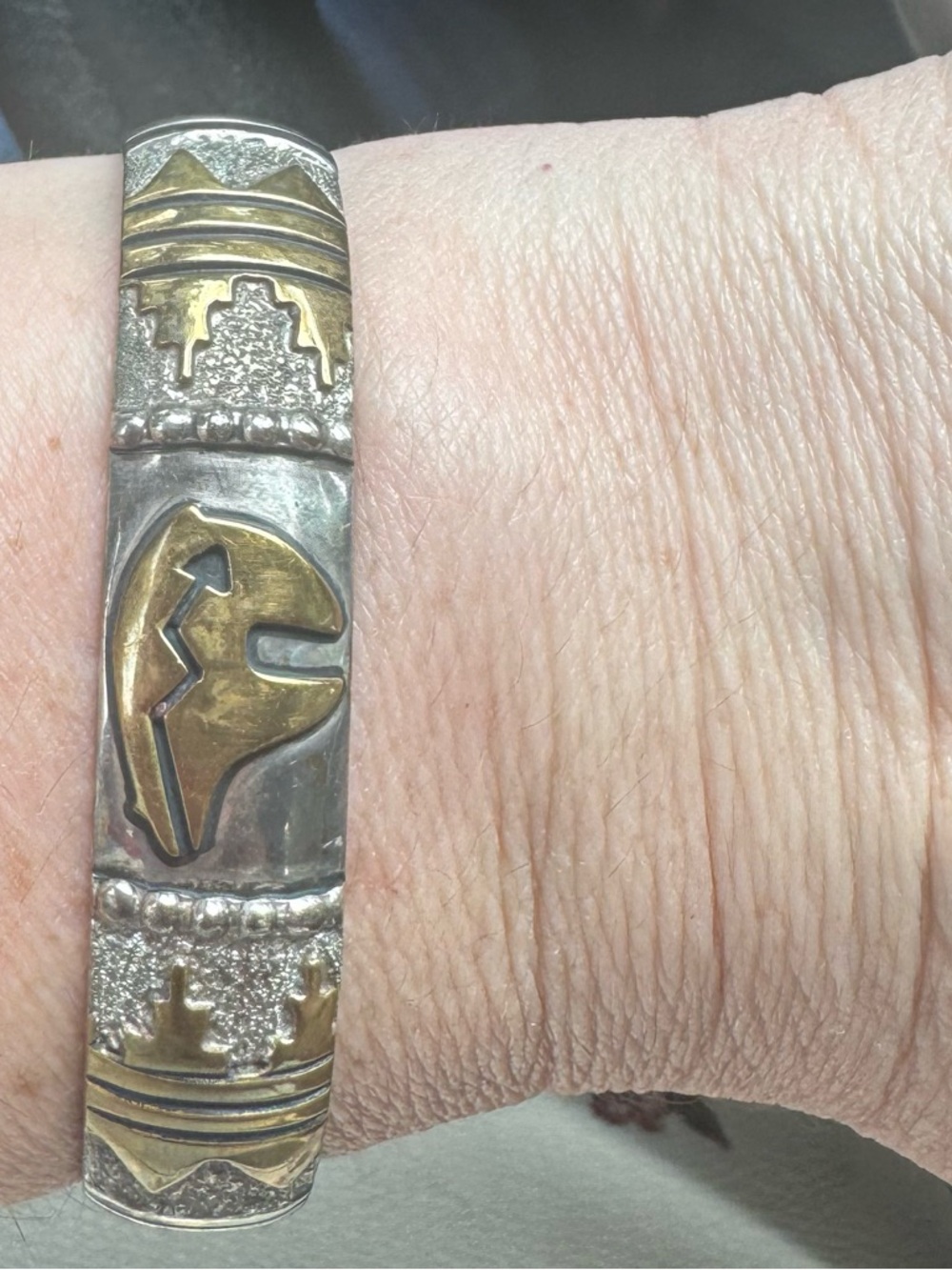 Sterling silver and gold,Navajo Cuff Bracelet